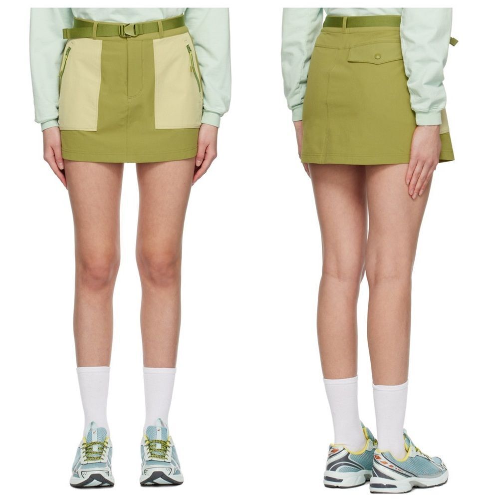 Outdoor Voices Olive and Cream Colorblock Active Skirt with Belt - Picture 2 of 8